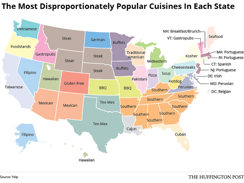 Illustration for article titled Map: Each State's Most Distinctive Cuisine